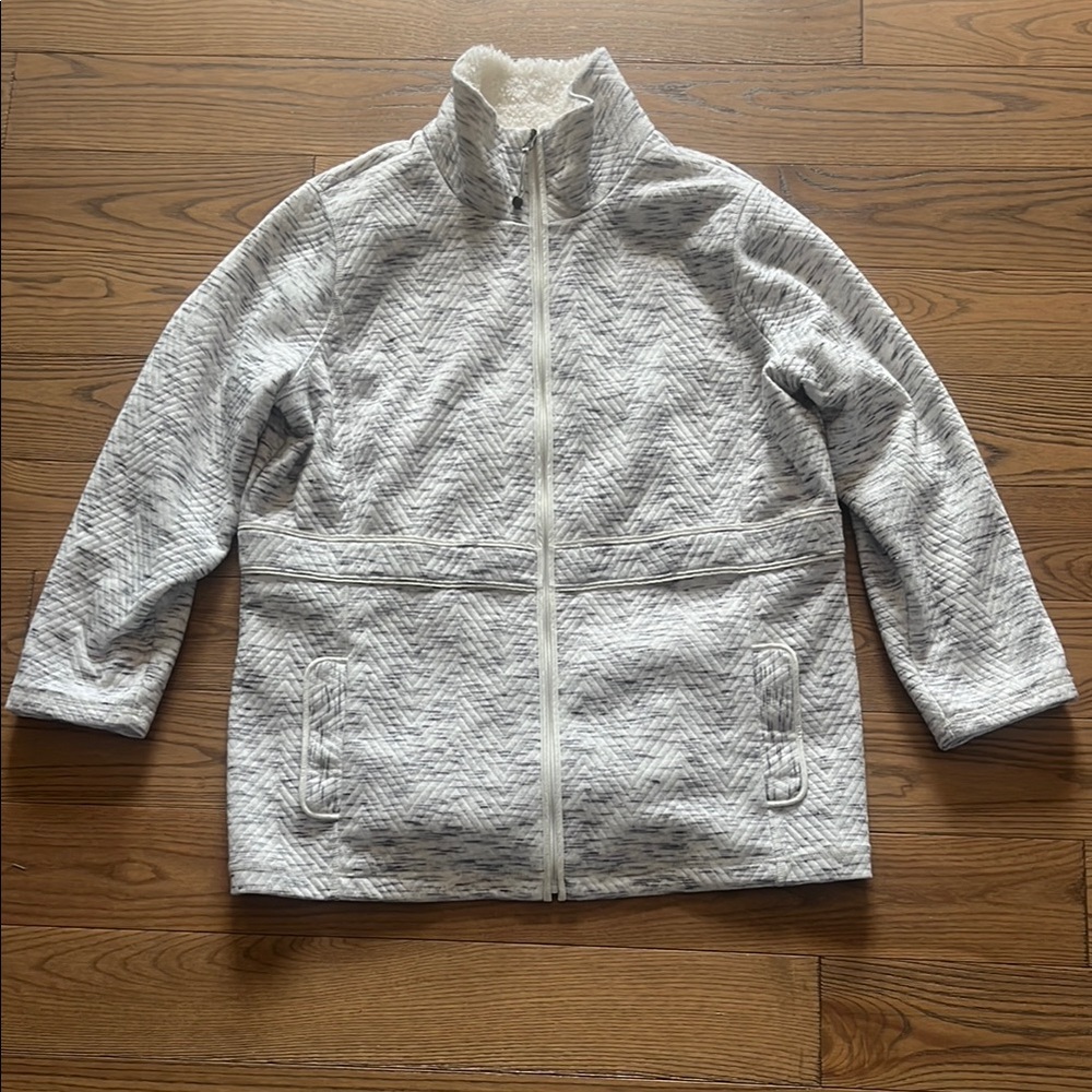 Talbots Gray Chevron Puffer Jacket - image 2